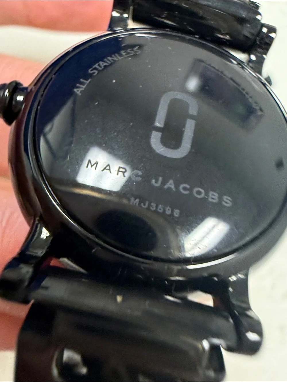 Marc Jacobs Black and Gold Accent Chain-Link Watch